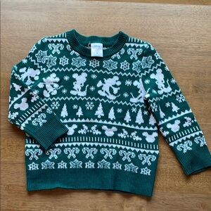 Disney Christmas Green and White Festive Sweater